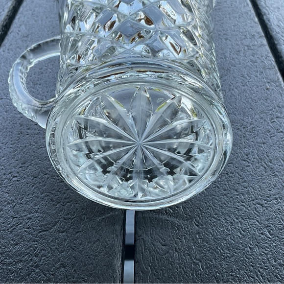 VGT. Pressed Glass Creamer Pitcher, Pineapple Fan Diamond Pattern Retro - Picture 5 of 8